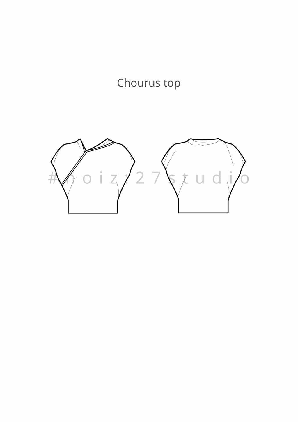 Chourus top sewing pattern PDF, avant-garde asymmetric top, fluid draped blouse, minimalist pattern XS-XXL