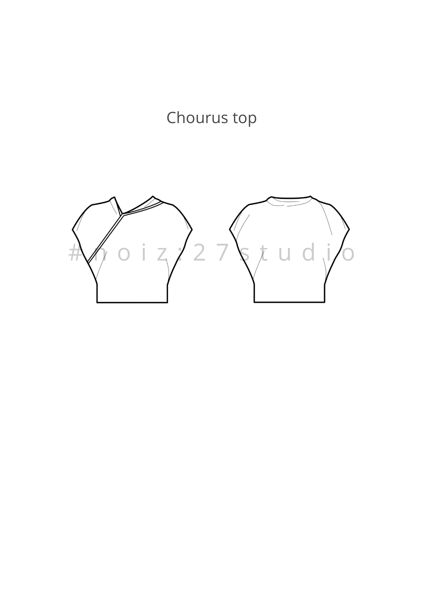 Chourus top sewing pattern PDF, avant-garde asymmetric top, fluid draped blouse, minimalist pattern XS-XXL