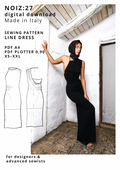 Line dress sewing pattern PDF, draped back dress, jersey maxi dress pattern, asymmetric elegant dress XS-XXL