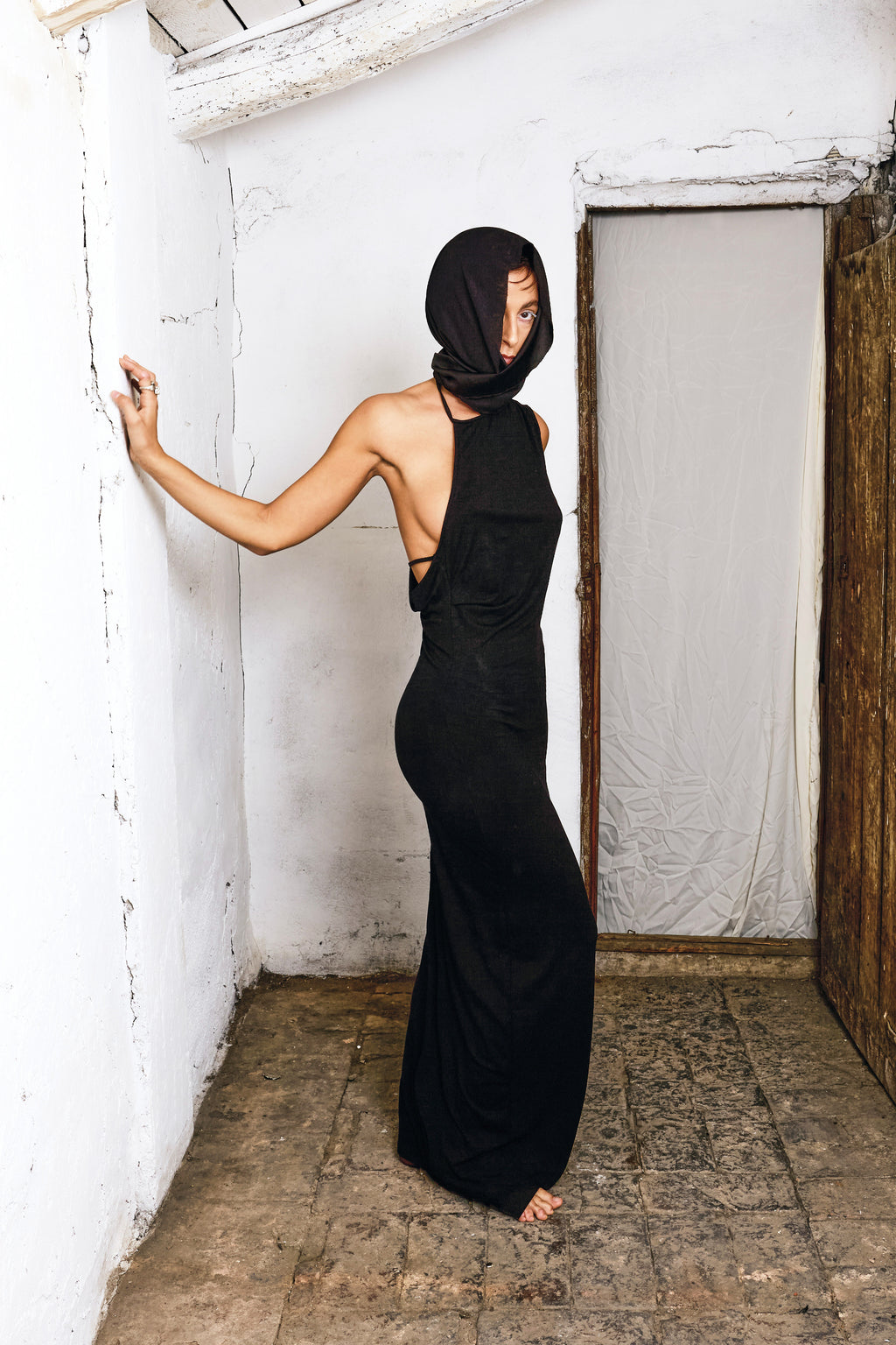 Line dress sewing pattern PDF, draped back dress, jersey maxi dress pattern, asymmetric elegant dress XS-XXL